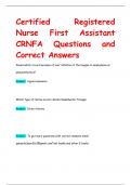 Certified Registered  Nurse First Assistant  CRNFA Questions and  Correct Answers