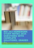 BIO 253 HOMEWORK STUDY NOTES 2024 QUESTIONS WITH COMPLETE SOLUTIONS, GRADED A+