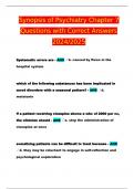 Synopsis of Psychiatry Chapter 7 Questions with Correct Answers 2024/2025