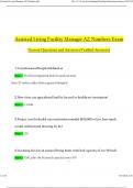 Assisted Living Facility Manager AZ Numbers Exam Newest Questions and Answers (Verified Answers)