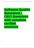 Software Quality Assurance - C857 Questions with complete verified solutions