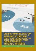 CANNON FINANCIAL INSTITUTE CFIRS SAMPLE QUESTIONS (A SAMPLING OF QUESTIONS FROM STUDY GUIDES FOR THE CFIRS COURSEWORK FROM CANNON FINANCIAL INSTITUTE.) ANSWERED CORRECTLY TO SCORE A+