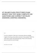 ATI RN MED SURG PROCTORED EXAM NEWEST 2024 TEST BANK COMPLETE 200 QUESTIONS AND CORRECT DETAILED ANSWERS (VERIFIED ANSWERS) 