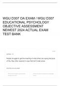 WGU D307 OA EXAM / WGU D307 EDUCATIONAL PSYCHOLOGY OBJECTIVE ASSESSMENT NEWEST 2024 ACTUAL EXAM TEST BANK