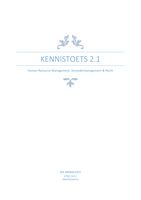 Kennistoets 2.1 HRM, Recht en Verandermanagement 