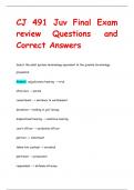 CJ 491 Juv Final Exam  review Questions and  Correct Answers