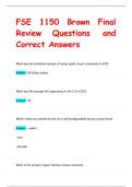 FSE 1150 Brown Final  Review Questions and  Correct Answers