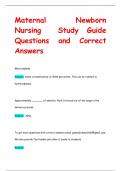 Maternal Newborn  Nursing Study Guide Questions and Correct  Answers