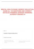 MENTAL HEALTH EXAM 3 NEWEST 2024 ACTUAL EXAM ALL 150 QUESTIONS AND CORRECT DETAILED ANSWERS (VERIFIED ANSWERS) |ALREADY GRADED A+