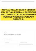 MENTAL HEALTH EXAM 1 NEWEST 2024 ACTUAL EXAM ALL QUESTIONS AND CORRECT DETAILED ANSWERS (VERIFIED ANSWERS) |ALREADY GRADED A+