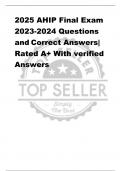 2025 AHIP Final Exam 2023-2024 Questions  and Correct Answers|  Rated A+ With verified  Answers