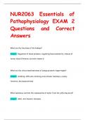 NUR2063 Essentials of  Pathophysiology EXAM 2 Questions and Correct  Answers