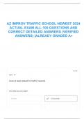 AZ IMPROV TRAFFIC SCHOOL NEWEST 2024 ACTUAL EXAM ALL 100 QUESTIONS AND CORRECT DETAILED ANSWERS (VERIFIED ANSWERS) |ALREADY GRADED A+