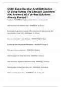 CCSH Exam Duration And Distribution Of Sleep Across The Lifespan Questions And Answers With Verified Solutions Already Passed!!!