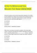 INTRO TO MOLECULAR CELL  BIOLOGY TEST BANK 2024/2025