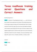 Texas roadhouse training  server Questions and  Correct Answers