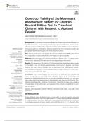 construct Validity of the Movement  assessment Battery for childrensecond edition Test in Preschool  children with respect to age and  gender