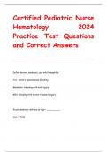 Certified Pediatric Nurse Hematology 2024  Practice Test Questions  and Correct Answers