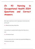 Ch 43 Nursing in  Occupational Health 2024  Questions and Correct  Answers