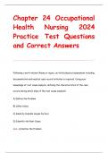 Chapter 24 Occupational  Health Nursing 2024  Practice Test Questions  and Correct Answers