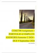 COM3708 Assignment 1 PORTFOLIO (COMPLETE ANSWERS) Semester 2 2024 - DUE 9 September 2024