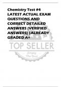 Chemistry Test #4 LATEST ACTUAL EXAM  QUESTIONS AND  CORRECT DETAILED  ANSWERS (VERIFIED  ANSWERS) |ALREADY  GRADED A+