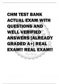 CHM TEST BANK ACTUAL EXAM WITH  QUESTIONS AND  WELL VERIFIED  ANSWERS [ALREADY  GRADED A+] REAL  EXAM!! REAL EXAM!