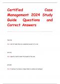 Certified Case Manager  2024 Study Guide Questions and Correct  Answer