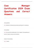 Case Manager  Certification 2024 Exam Questions and Correct  Answers