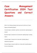 Case Management  Certification 2024 Test Questions and Correct  Answers