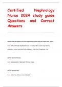 Certified Nephrology  Nurse 2024 study guide Questions and Correct  Answers