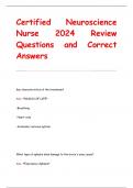 Certified Neuroscience  Nurse 2024 Review Questions and Correct  Answers