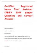 Certified Registered  Nurse First Assistant  CRNFA 2024 Questions  and Correct Answers