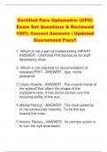 Certified Para Optometric (CPO)  Exam Set Questions & Reviewed 100% Correct Answers | Updated  Guaranteed Pass!!