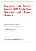 Emergency and Disaster  Nursing 2024 Study Guide Questions and Correct  Answers