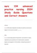 nurs 104 advanced  practice nursing 2024  Study Guide Questions  and Correct Answers