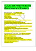 SOCW 315 Midterm Exam Questions and Answers