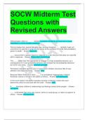 SOCW Midterm Test Questions with Revised Answers