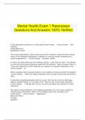  Mental Health Exam 1 Rasmussen Questions And Answers 100% Verified.