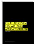 PHY 111 FINAL EXAM 2024 WITH 100% ACCURATE SOLUTIONS