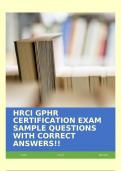 HRCI GPHR CERTIFICATION EXAM SAMPLE QUESTIONS WITH CORRECT ANSWERS!!