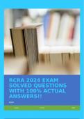 RCRA 2024 EXAM SOLVED QUESTIONS WITH 100% ACTUAL ANSWERS!!