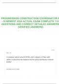 PROGRESSION CONSTRUCTION COORDINATOR II - III NEWEST 2024 ACTUAL EXAM COMPLETE 110 QUESTIONS AND CORRECT DETAILED ANSWERS (VERIFIED ANSWERS)