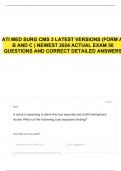 ATI MED SURG CMS 3 LATEST VERSIONS (FORM A, B AND C ) NEWEST 2024 ACTUAL EXAM 50 QUESTIONS AND CORRECT DETAILED ANSWERS 