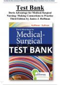 Davis Advantage for Medical-Surgical Nursing: Making Connections to Practice 3rd Edition Test Bank by Janice J.Hoffman All Chapters (1-56) | A+ ULTIMATE GUIDE 2024