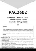 PAC2602 Assignment 1 (ANSWERS) Semester 2 2024 - DISTINCTION GUARANTEED