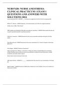 NURS7420: NURSE ANESTHESIA CLINICAL PRACTICUM 1 EXAM 1 QUESTIONS AND ANSWERS WITH SOLUTIONS 2024