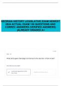 GEORGIA HISTORY LEGISLATIVE EXAM NEWEST 2024 ACTUAL EXAM 150 QUESTIONS AND CORREC ANSWERS (VERIFIED ANSWERS) |ALREADY GRADED A+