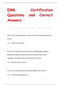 EMR Certification Questions and Correct  Answers