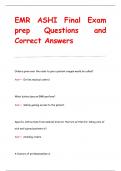 EMR ASHI Final Exam  prep Questions and  Correct Answers